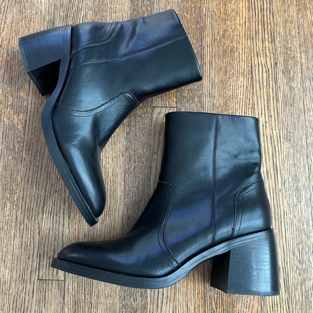 Steve Madden Phillie Block Heel Leather Boot Size 11 - Picture 2 of 7